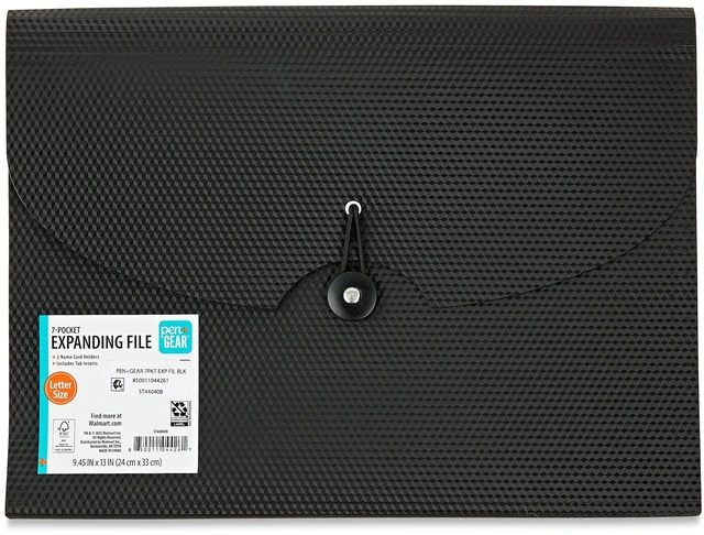 Main image of 7-Pocket Poly Expanding File, Pen+Gear, Textured Black