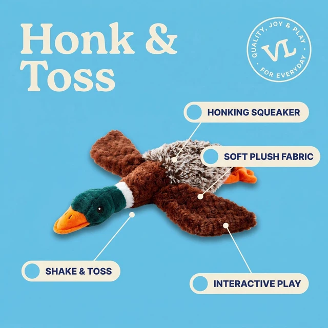 Alt view image 2 of 5 - Vibrant Life Multicolor Duck Plush Dog Toy with Honking Squeaker, Chew Level 1