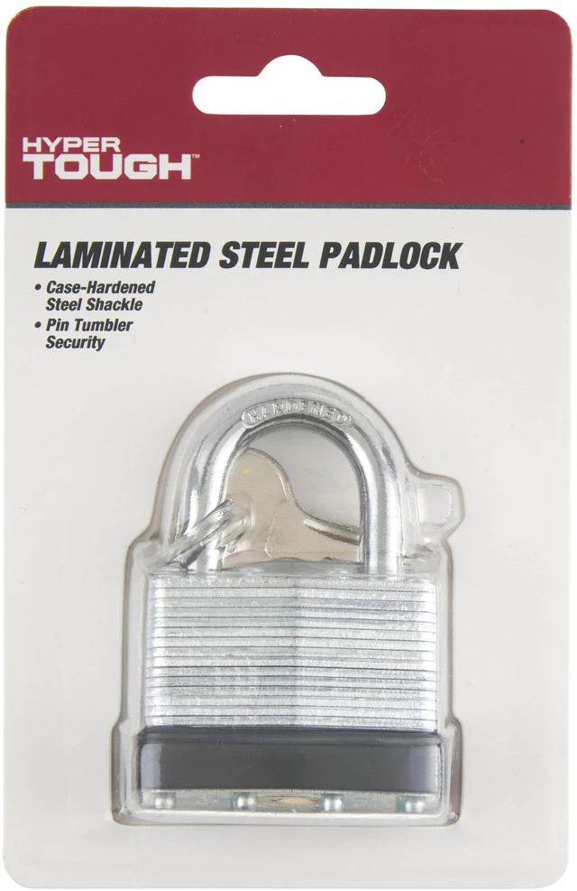 Alt view image 4 of 5 - Hyper Tough 1-3/4in. (44mm) Laminated Steel Keyed Padlock with 1in. (25mm) Hardened Steel Shackle