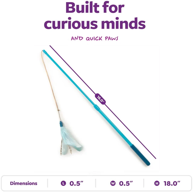 Alt view image 5 of 5 - SmartyKat Frisky Flyer, Interactive Cat Toy, Extendable and Retractable Wand with Feathers