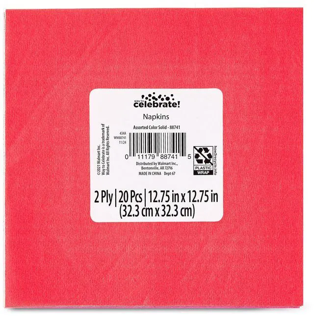 Alt view image 2 of 6 - Way To Celebrate Disposable Paper Napkins, 6-Pack, 20 Count, Multicolor, 6.5 x 6.5 Inches