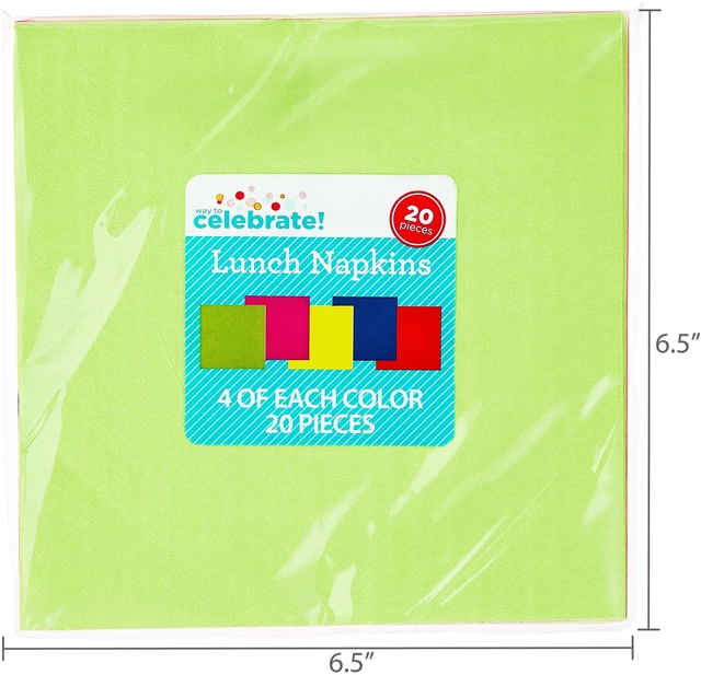 Alt view image 5 of 6 - Way To Celebrate Disposable Paper Napkins, 6-Pack, 20 Count, Multicolor, 6.5 x 6.5 Inches