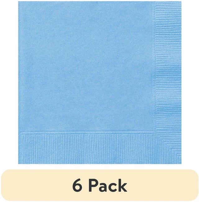 Main image of Way To Celebrate 6 Pack 24 Count Light Blue 6.5in x 6.5in Disposable Paper Napkins