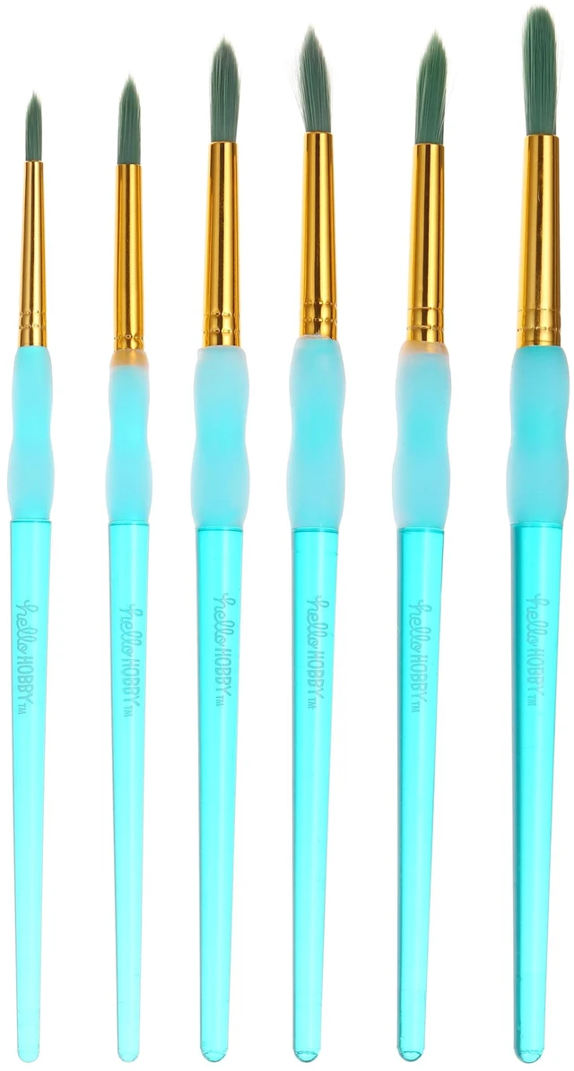 Main image of Hello Hobby Round Synthetic Bristle Art Brushes, 6 Pack, Age 3+