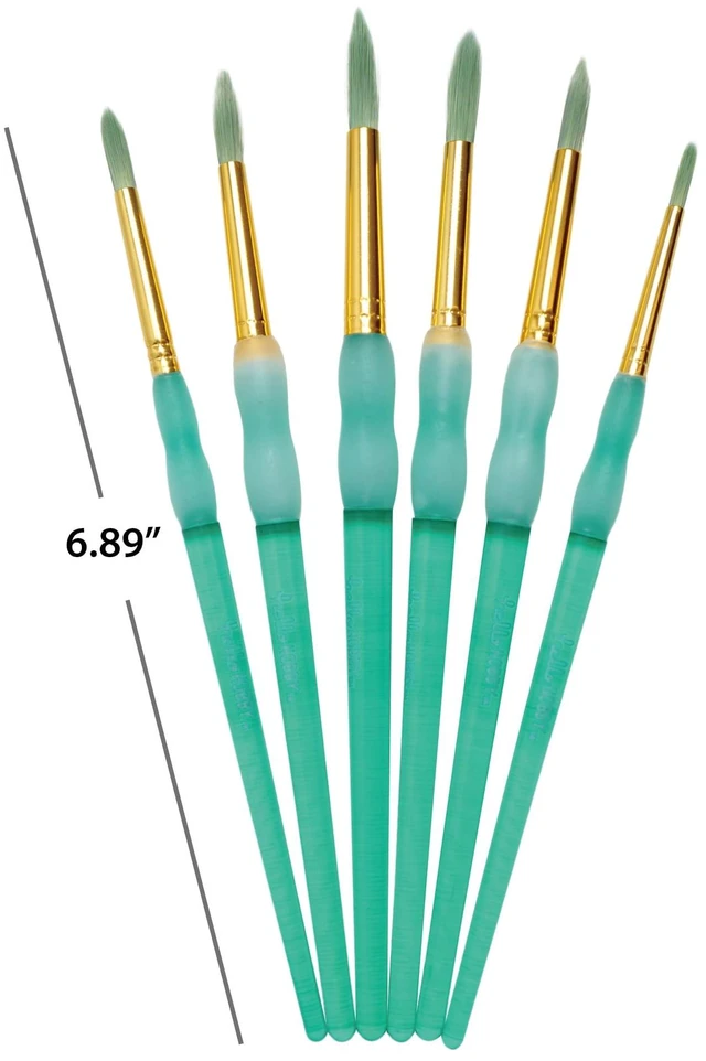 Alt view image 2 of 6 - Hello Hobby Round Synthetic Bristle Art Brushes, 6 Pack, Age 3+
