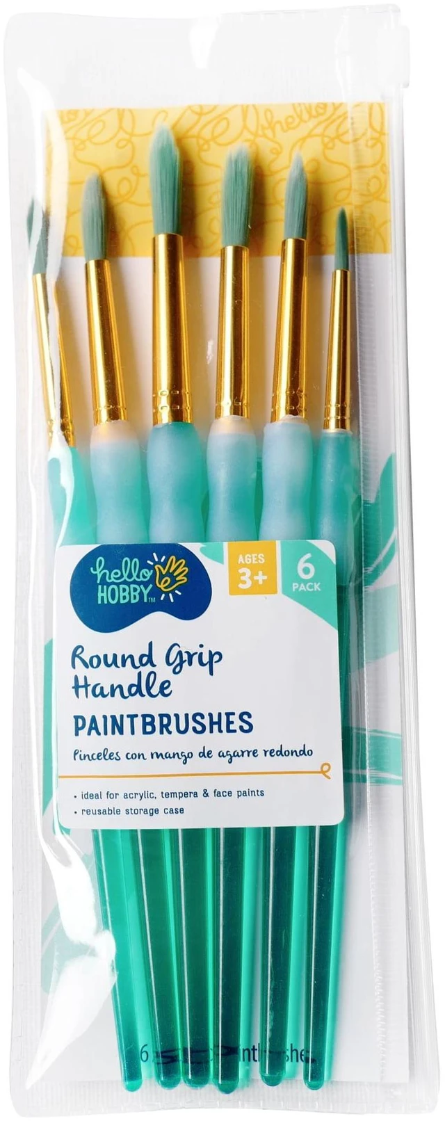 Alt view image 3 of 6 - Hello Hobby Round Synthetic Bristle Art Brushes, 6 Pack, Age 3+