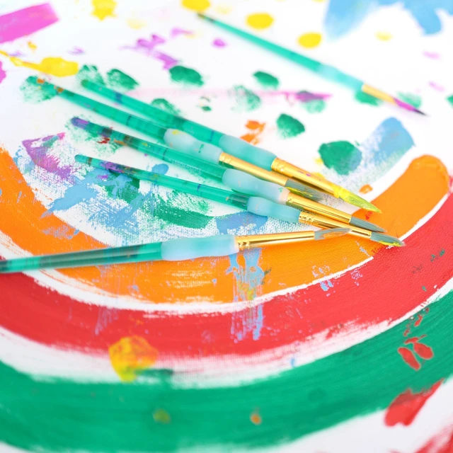 Alt view image 5 of 6 - Hello Hobby Round Synthetic Bristle Art Brushes, 6 Pack, Age 3+