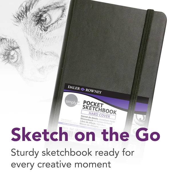 Alt view image 2 of 5 - Daler-Rowney Simply Sketchbook, Soft White Pages, 65lb/100g, Black Hardcover, 144 Pages, 3.5" x 5.5"