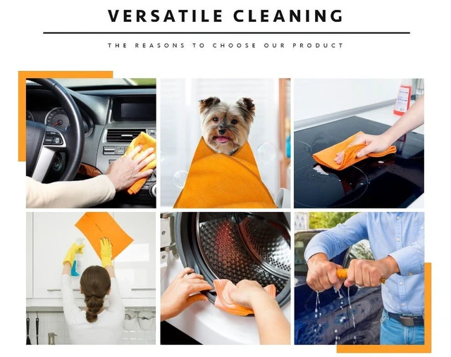 Alt view image 6 of 6 - Secamax Orange Shammy 4-Pack Multipurpose Cleaning Cloth, Authentic German Shammy, 27.5 x 20