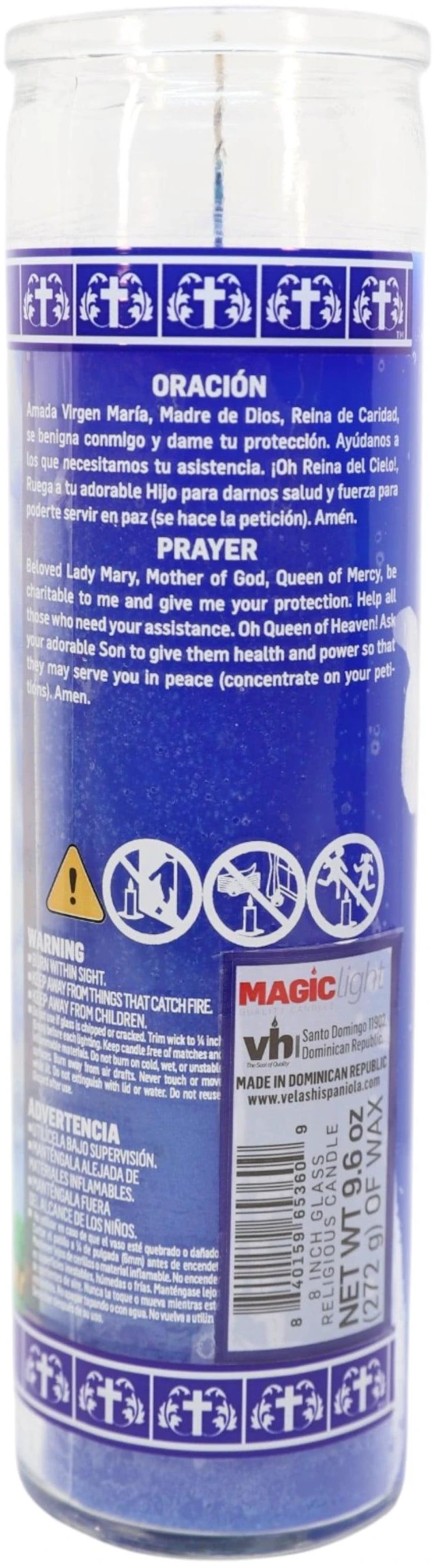 Alt view image 6 of 6 - MagicLight Religious Candles 4-Pack, 9.6 oz, Glass Jar, Unscented, Vir of Regla Blu