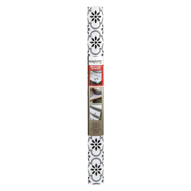 Alt view image 5 of 5 - EasyLiner Removable Adhesive Shelf Liner, Black and White Tile, 20" x 15' Roll