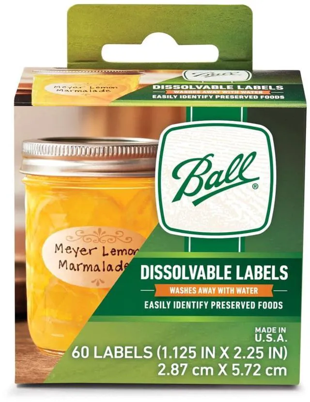 Main image of Ball Dissolvable Canning Jar Labels, 60-Pack