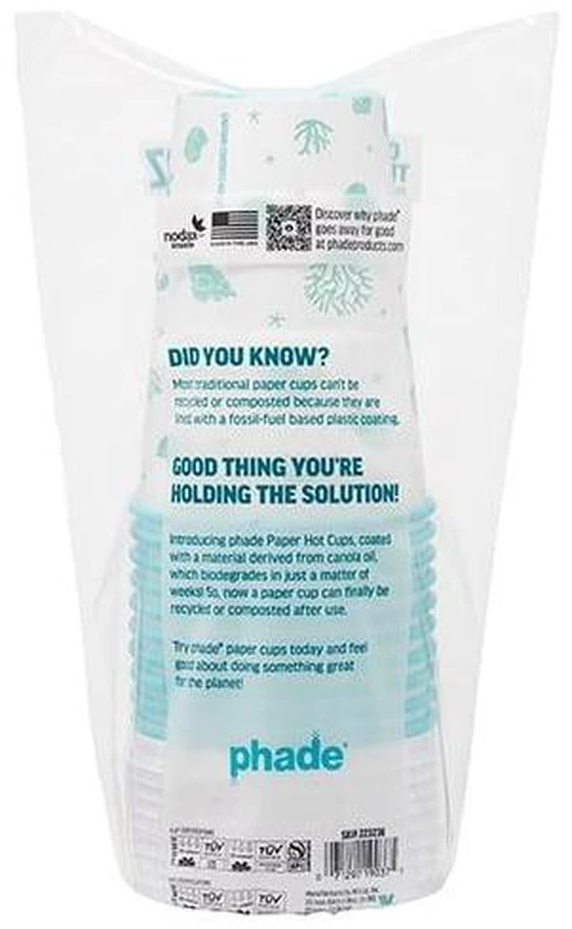 Alt view image 5 of 5 - Phade 16oz Compostable Paper Hot Cups with Lids, 10 Count, Sealife Design