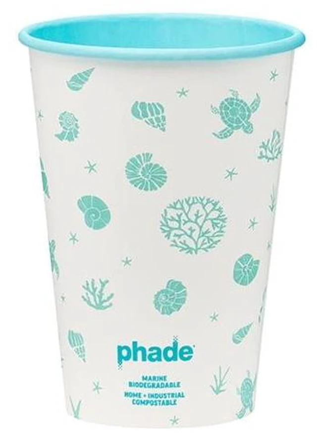 Alt view image 3 of 5 - Phade 16oz Compostable Paper Hot Cups with Lids, 10 Count, Sealife Design