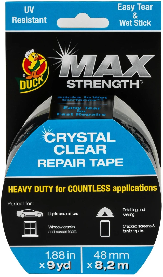 Alt view image 3 of 5 - Duck Max Strength Crystal Clear Repair Tape, 1.88 in x 9 yd