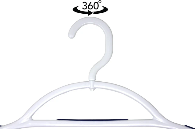 Alt view image 4 of 6 - Mainstays Non-Slip Plastic Swivel Neck Clothing Hangers, 5 Count, White & Blue, Adult