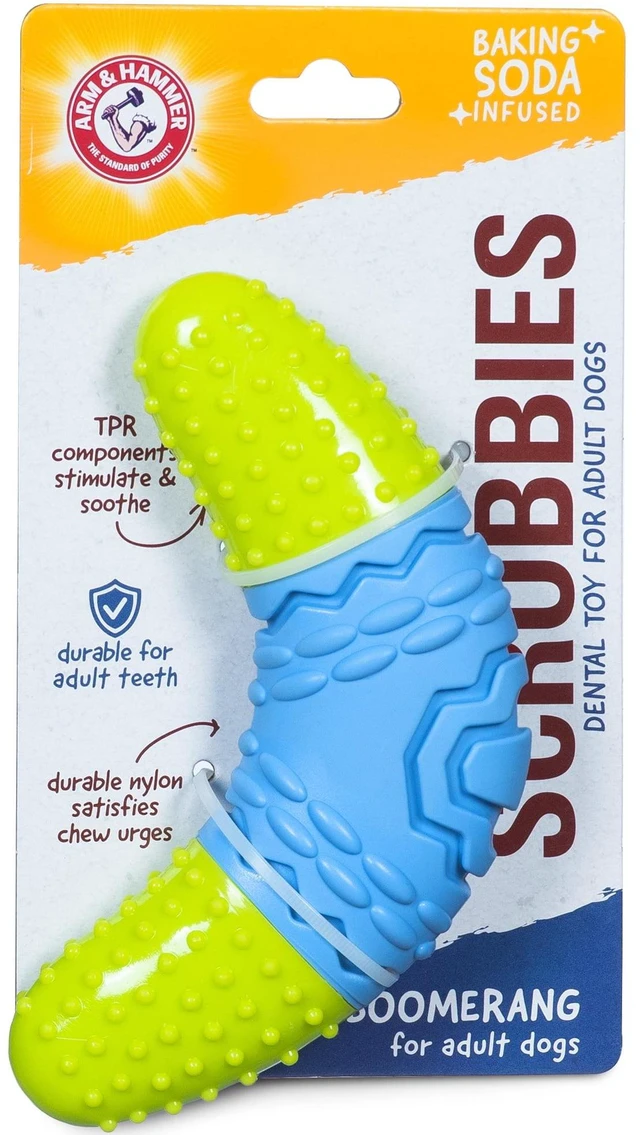 Main image of Arm & Hammer Scrubbies Boomerang Large Adult Dental Durable Dog Chew Toy