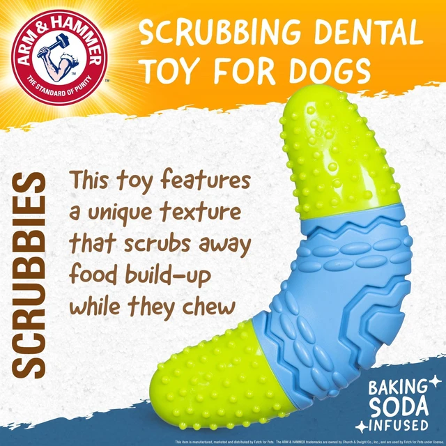 Alt view image 2 of 6 - Arm & Hammer Scrubbies Boomerang Large Adult Dental Durable Dog Chew Toy