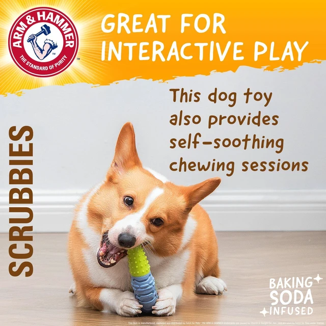 Alt view image 3 of 6 - Arm & Hammer Scrubbies Boomerang Large Adult Dental Durable Dog Chew Toy