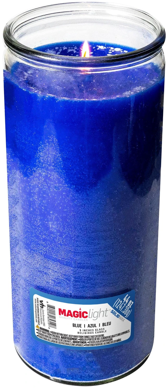 Alt view image 3 of 5 - MagicLight 44oz Religious Candles, Clear Glass Jar, Unscented Blue Wax