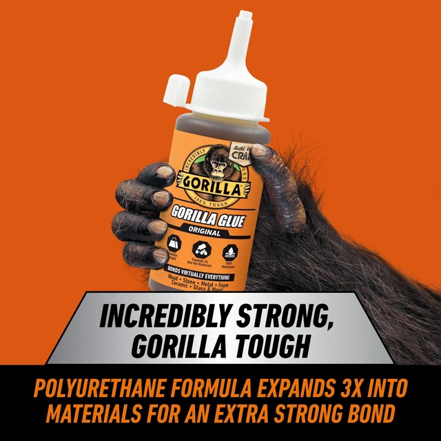 Alt view image 3 of 5 - Gorilla Original Brown Polyurethane Glue, 4oz Bottle, 1-2 Hours Dry Time