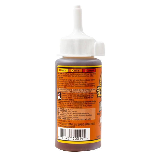 Alt view image 5 of 5 - Gorilla Original Brown Polyurethane Glue, 4oz Bottle, 1-2 Hours Dry Time