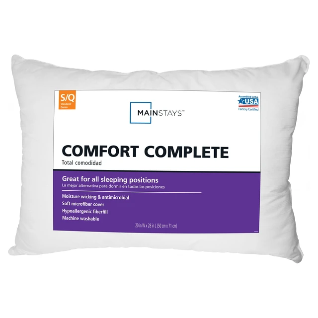 Alt view image 4 of 6 - Mainstays Comfort Complete Bed Pillow (Standard/Queen, 2-Pack)
