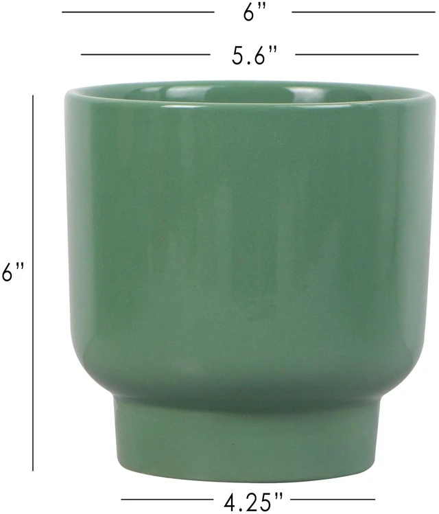 Alt view image 6 of 6 - Mainstays Petra 6in Round Green Ceramic Planter