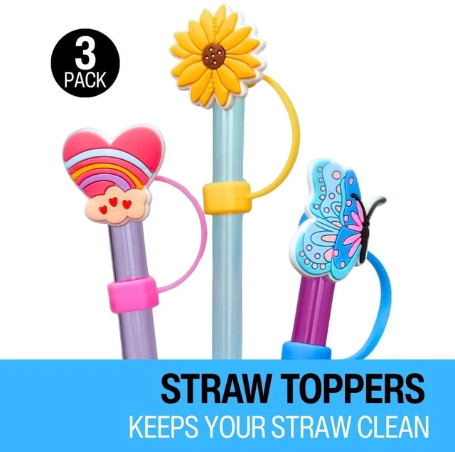 Main image of Biddlebee Silicone Straw Toppers for Tumblers, Drinkware Accessory, Nature (3 Pack)
