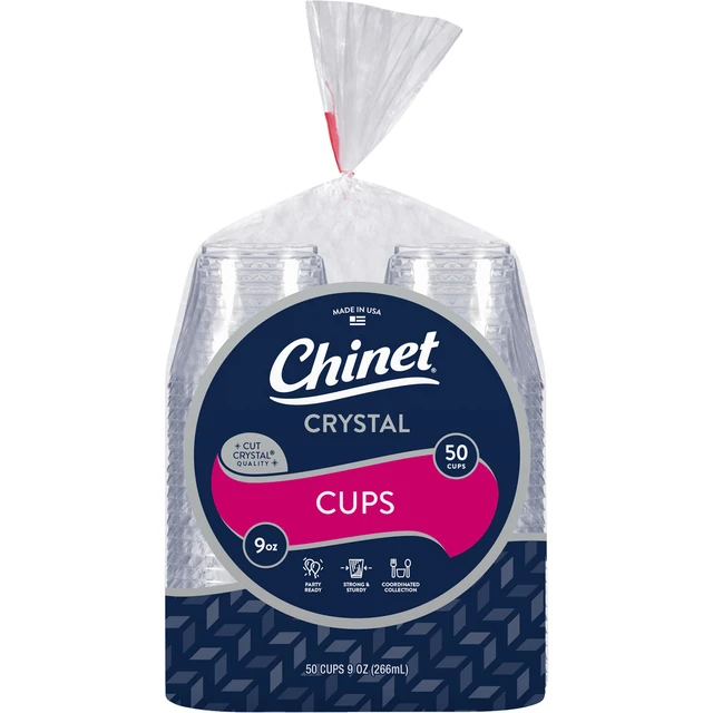 Alt view image 3 of 5 - Chinet Crystal Premium Disposable Plastic Cups, Clear, 9oz, 50Count