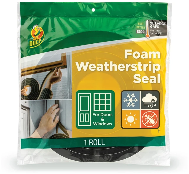 Alt view image 4 of 4 - Duck Brand Black Foam Extra Large Gap Weatherstrip Seals, 0.75in x 0.5in x 10ft