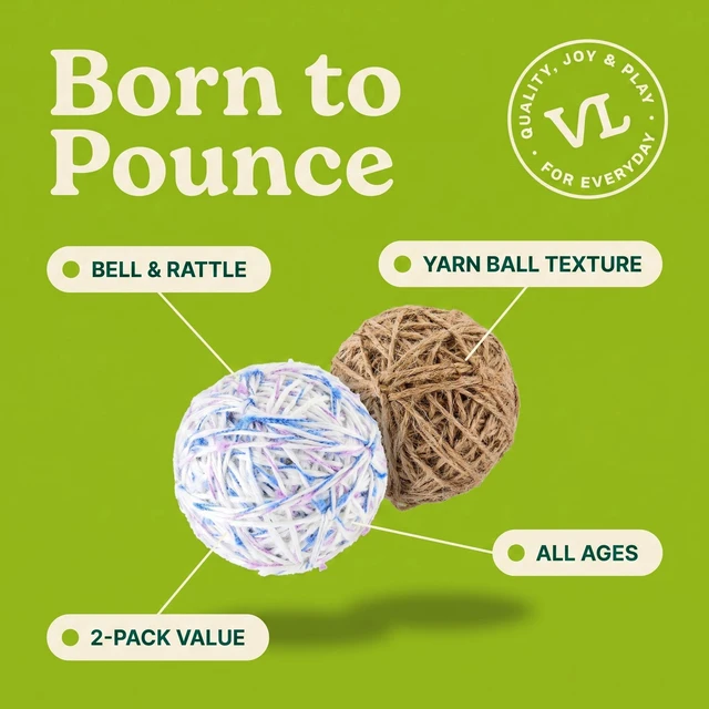 Alt view image 2 of 6 - Vibrant Life Yarn Ball Cat Toy with Rattle Sound, 2 Pack