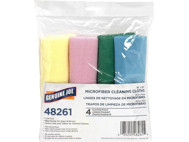 Alt view image 4 of 6 - Genuine Joe Solutions Microfiber Cleaning Cloths, Assorted, 4 Count, 4 Pack