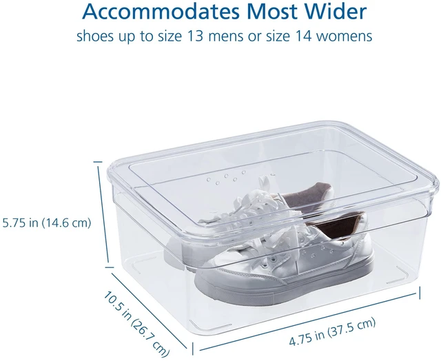 Alt view image 5 of 6 - Mainstays Clear PET Extra Wide Shoe Box with Lid, 14.5in x 10.75in x 5.75in