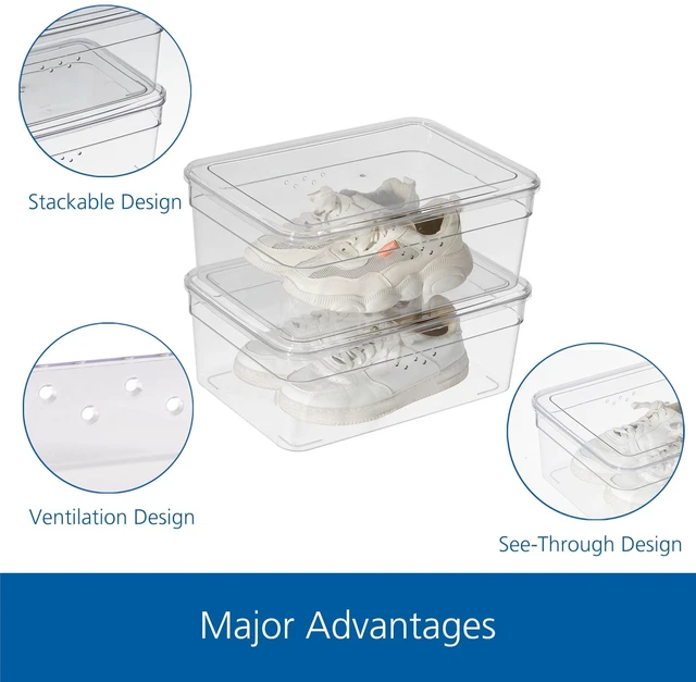 Alt view image 3 of 6 - Mainstays Clear PET Extra Wide Shoe Box with Lid, 14.5in x 10.75in x 5.75in