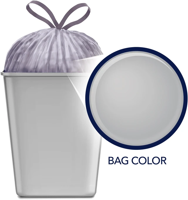 Alt view image 2 of 5 - Color Scents Medium Drawstring Trash Bags, 8-Gallon, 40 Count, Simply Clean Scent, Microban Protection