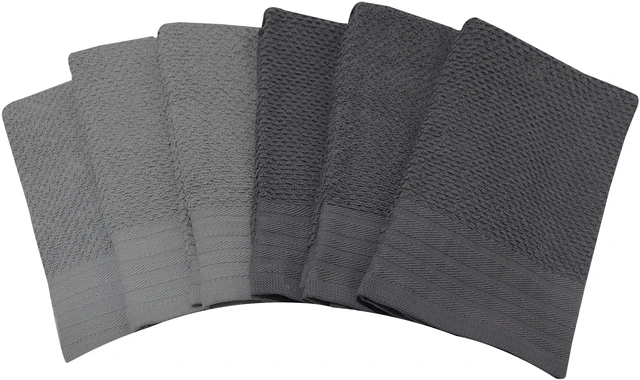 Main image of Mainstays 6-Piece Bar Mop Kitchen Towel Set, Gray