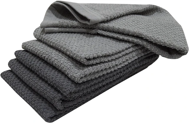 Alt view image 6 of 6 - Mainstays 6-Piece Bar Mop Kitchen Towel Set, Gray