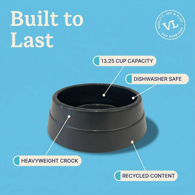 Alt view image 2 of 6 - Vibrant Life 13.25-Cup Large Crock Pet Bowl Black