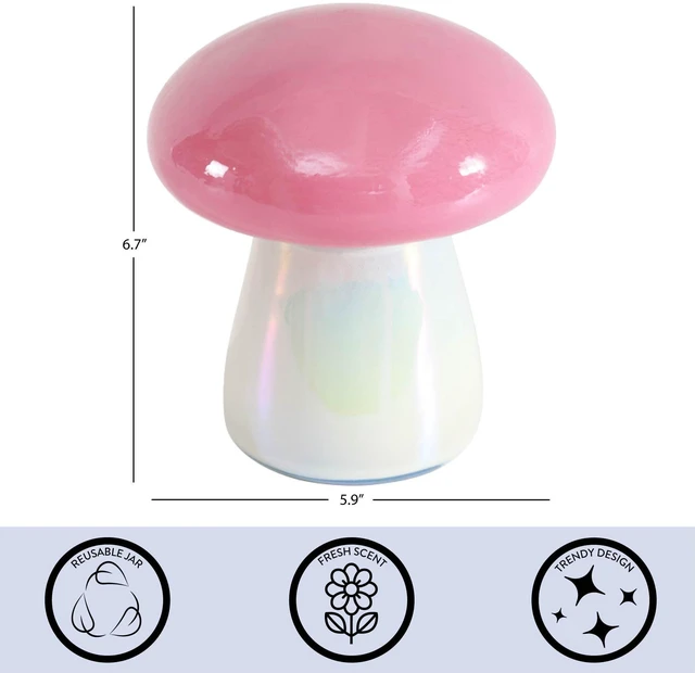 Alt view image 5 of 6 - Urban Shop 6.7" x 5.9" Iridescent Pink Mushroom Candle