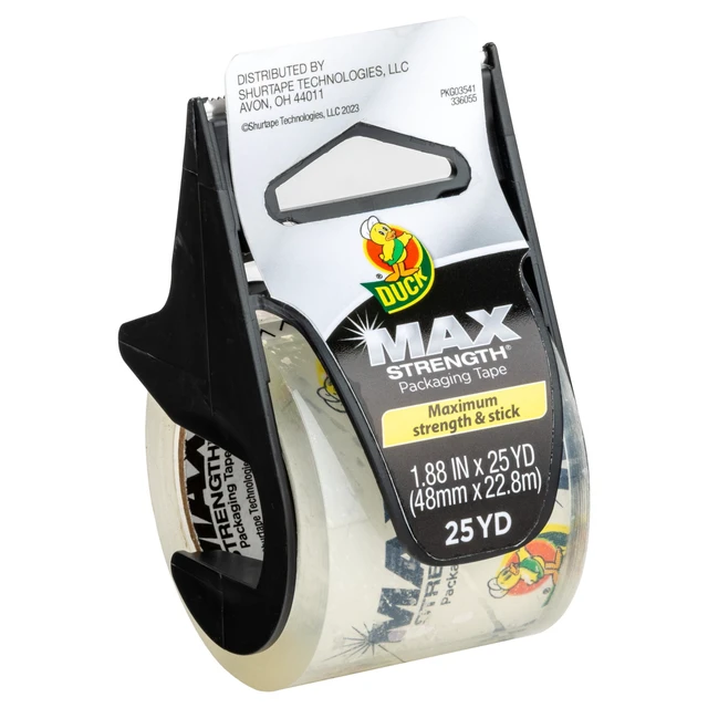 Alt view image 3 of 5 - 2 Pack Duck Max Strength Clear Packing Tape with Dispenser, 1.88" x 25 yd, 1 Roll
