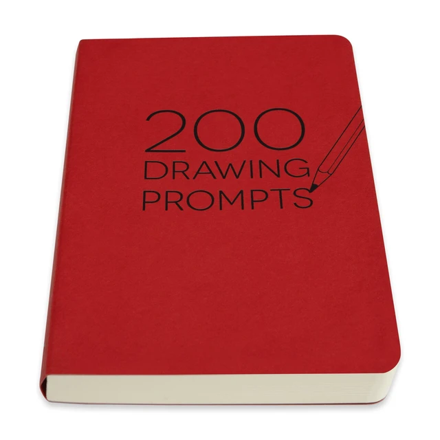 Alt view image 2 of 5 - Piccadilly 200 Drawing Prompts Guided Sketchbook, 204 Pages, Red Cover