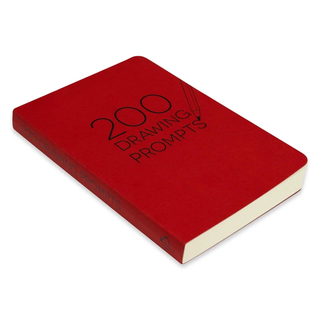 Alt view image 4 of 5 - Piccadilly 200 Drawing Prompts Guided Sketchbook, 204 Pages, Red Cover