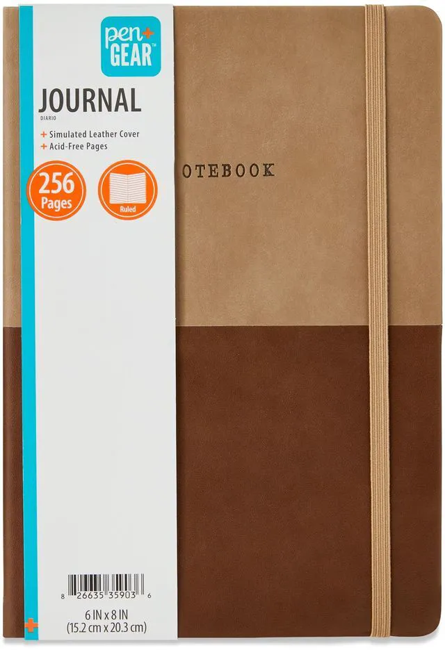 Alt view image 2 of 3 - Pen+Gear Journal, Simulated Leather, Brown, 6In x 8In, 256 Ruled Pages