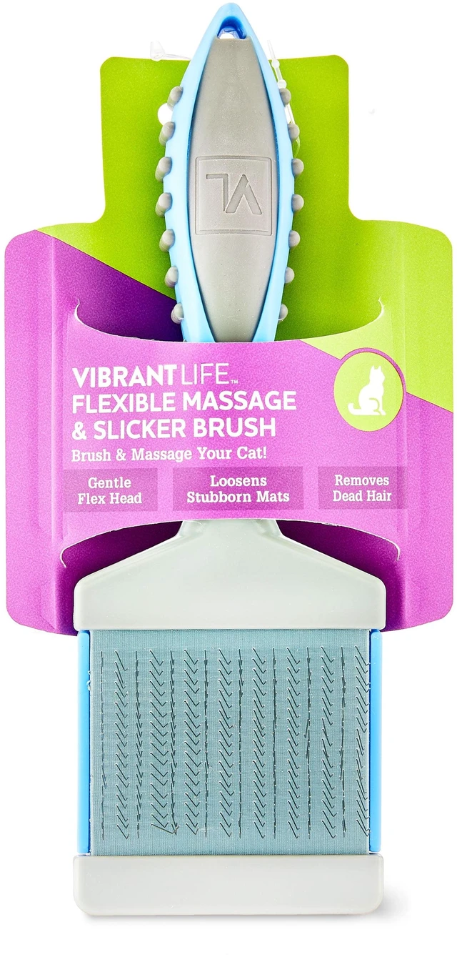 Alt view image 4 of 5 - Vibrant Life Flexible Massage and Slicker Brush for Cats