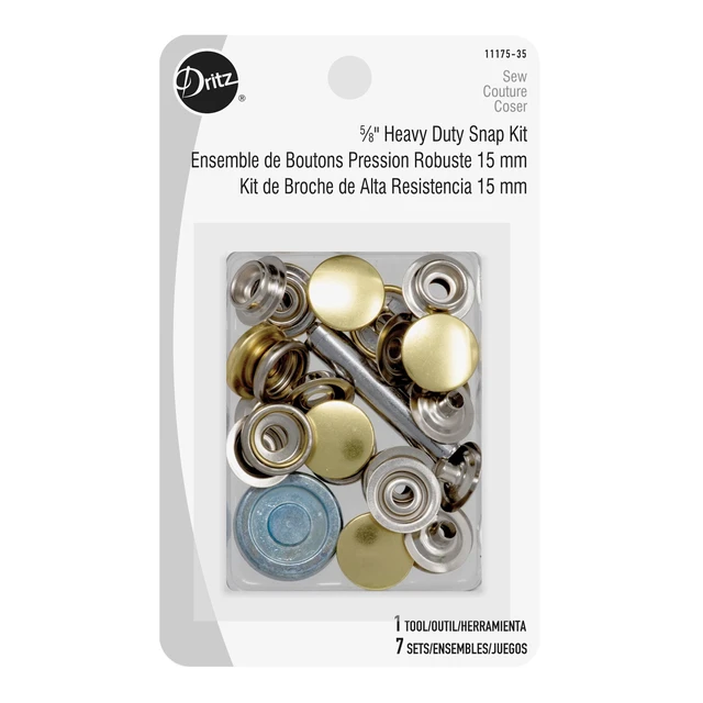 Alt view image 6 of 6 - Dritz Heavy Duty Snap Kit, 7 Count, Gold