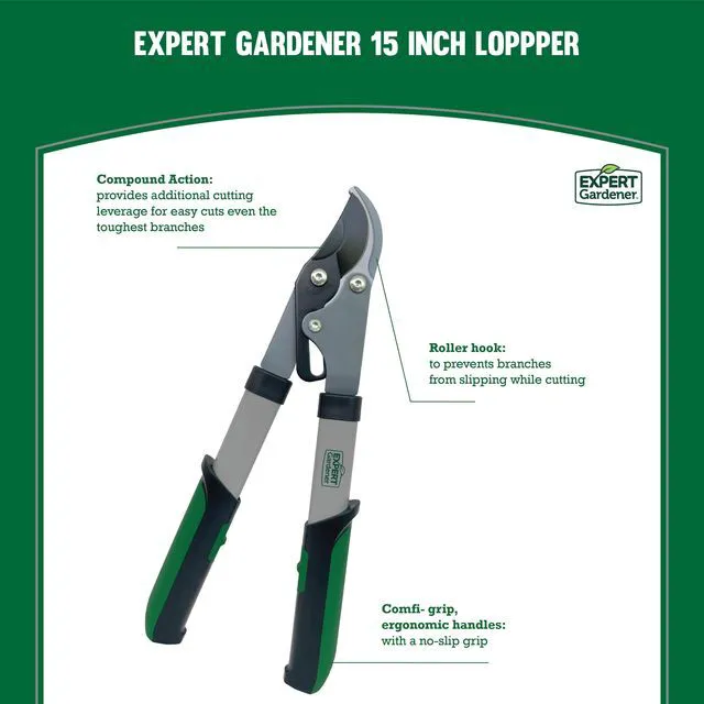 Alt view image 3 of 4 - Expert Gardener 15-Inch Lopper with Ergonomic Grips, Lightweight and Durable
