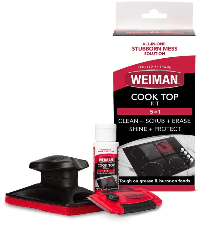 Alt view image 2 of 5 - Weiman 5-in-1 Cook Top Complete Cleaning Kit with Cream, Scrubbing Pad, and Scraper Tool