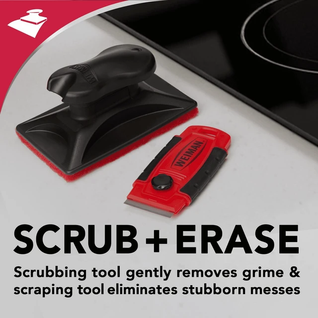 Alt view image 4 of 5 - Weiman 5-in-1 Cook Top Complete Cleaning Kit with Cream, Scrubbing Pad, and Scraper Tool