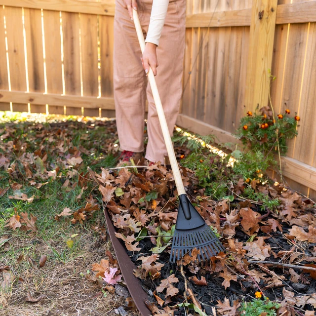 Alt view image 5 of 5 - 8-Inch Expert Gardener Wood and Poly Shrub Leaf Rake